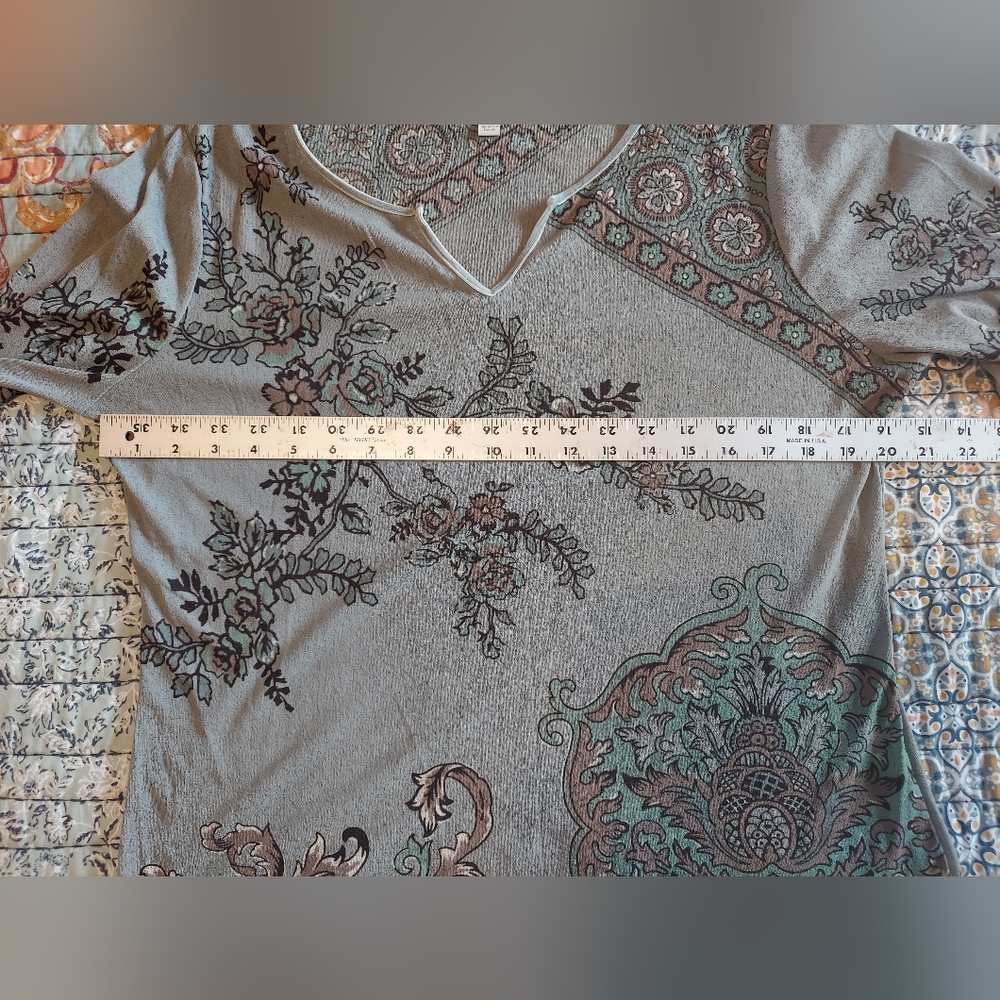 JJill green/brown floral tee - Picture 7 of 8